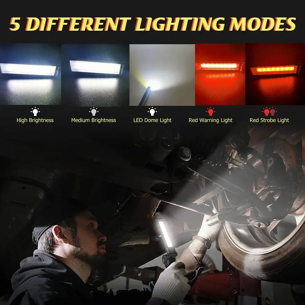 Portable COB LED Flashlight – USB Rechargeable Magnetic Work & Camping Lantern